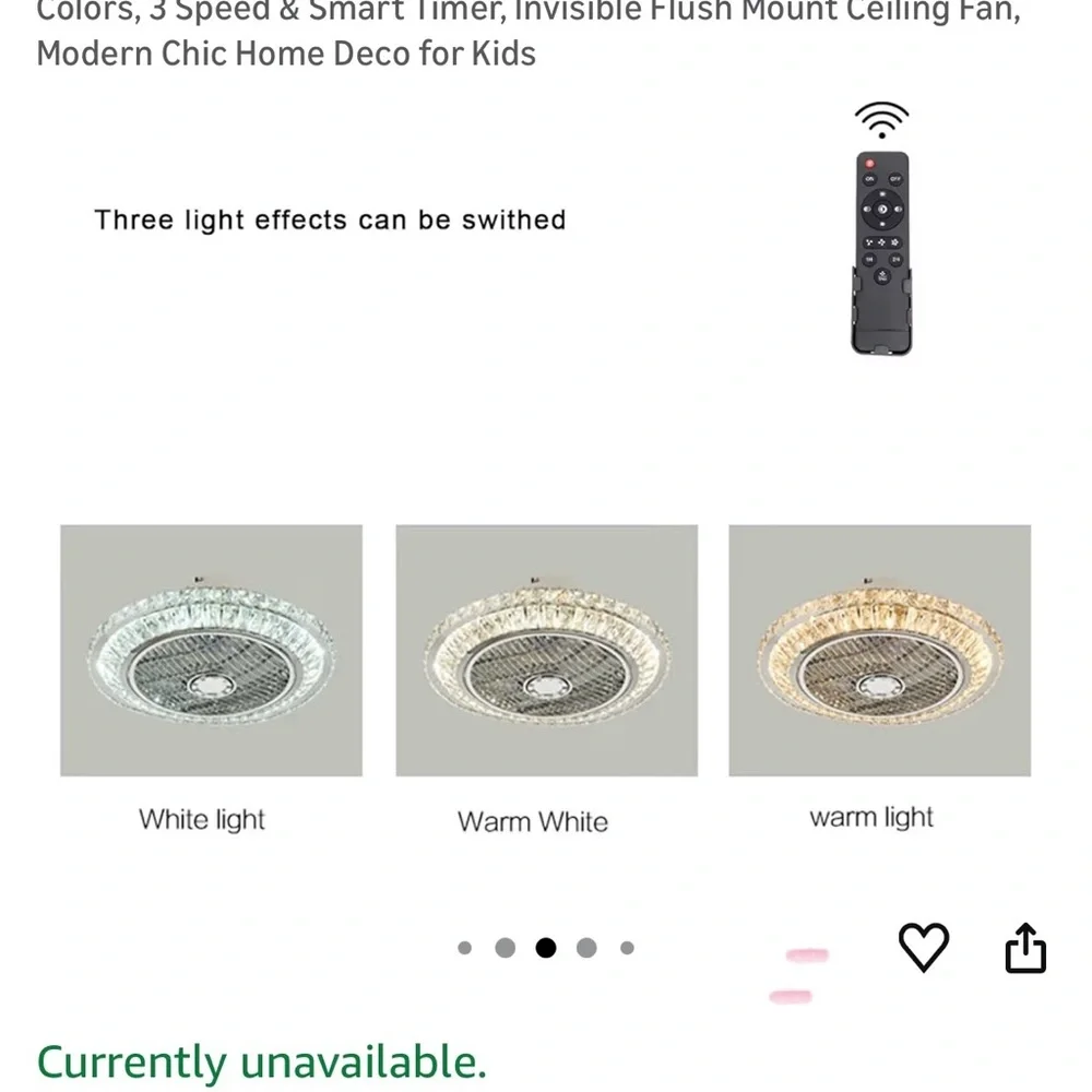 Elegant Crystal Ceiling Fan Light